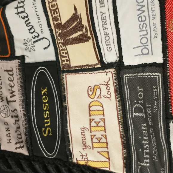 Vintage Fashion Labels Vest Stitched on Black XL Includes Designers Many Eras - Picture 9 of 13